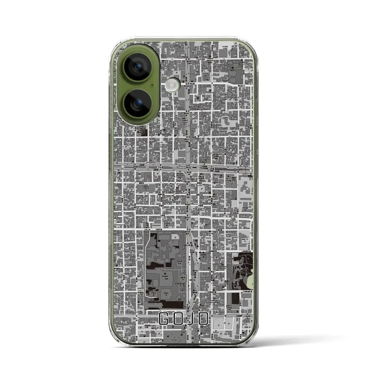【五条（京都府）】地図柄iPhoneケース（クリアタイプ）モノトーン・iPhone 17 Pro Max 用