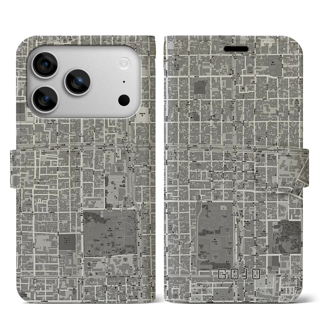 【五条（京都府）】地図柄iPhoneケース（手帳タイプ）