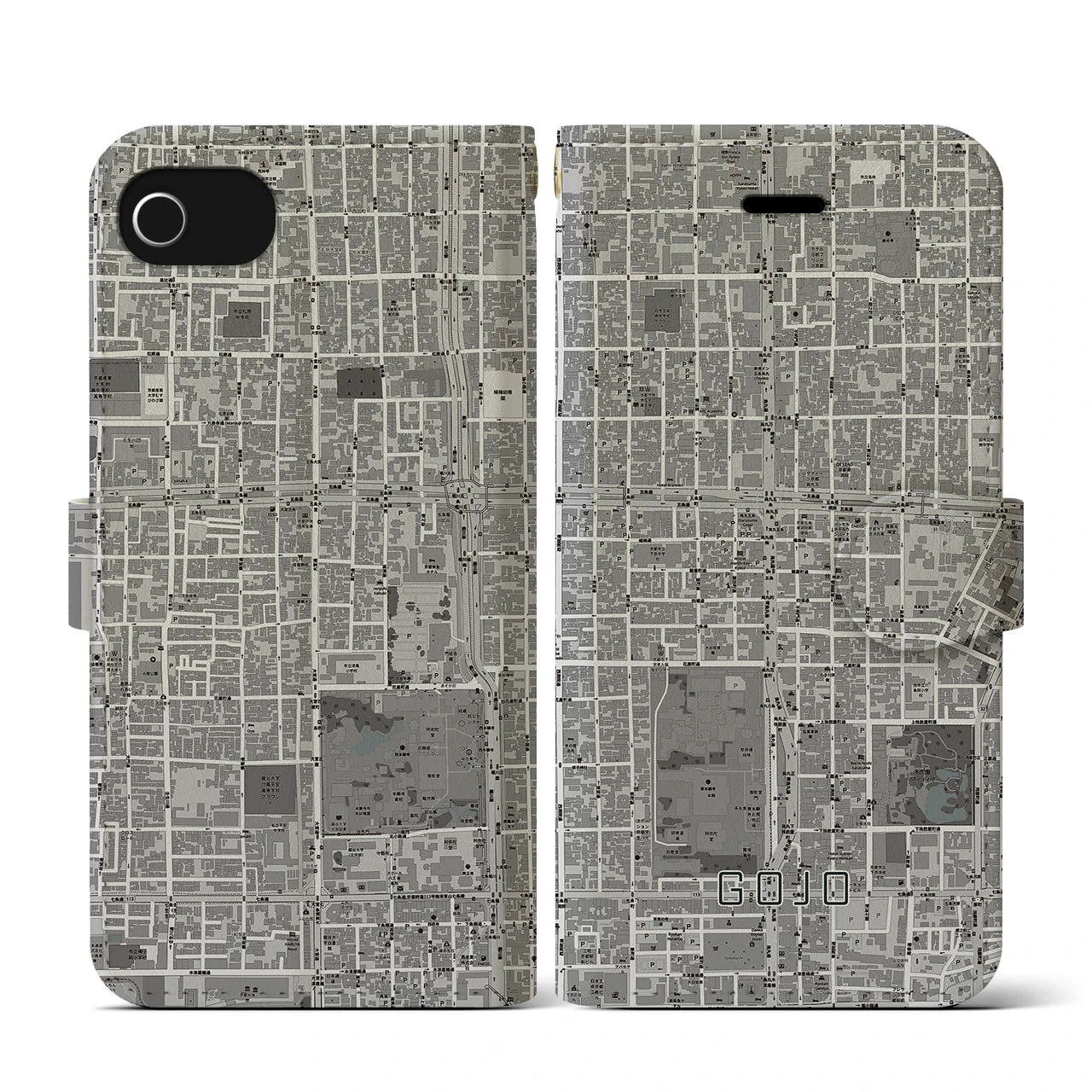 【五条（京都府）】地図柄iPhoneケース（手帳タイプ）