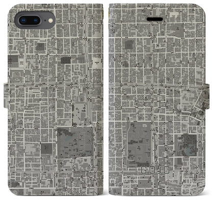 【五条（京都府）】地図柄iPhoneケース（手帳タイプ）モノトーン・iPhone 8Plus /7Plus / 6sPlus / 6Plus 用