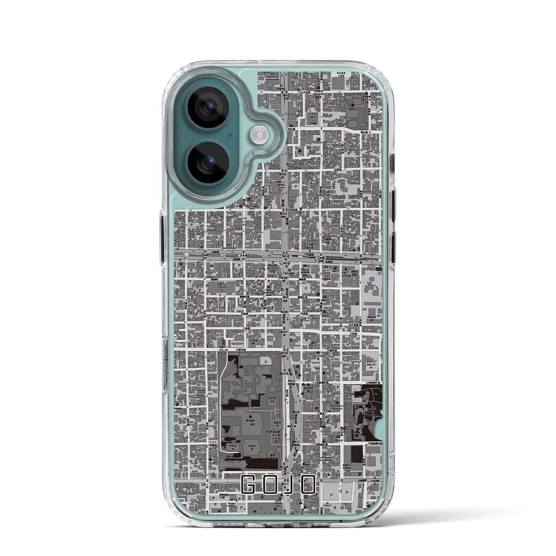 【五条（京都府）】地図柄iPhoneケース（MagSafeタイプ）モノトーン・iPhone 16 Pro 用