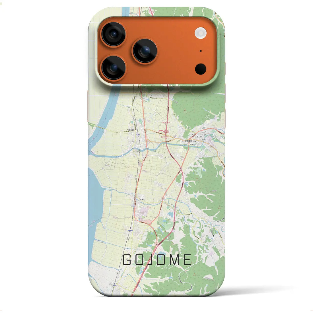 【五城目（秋田県）】地図柄iPhoneケース（バックカバータイプ）ナチュラル・iPhone 17 Pro Max 用