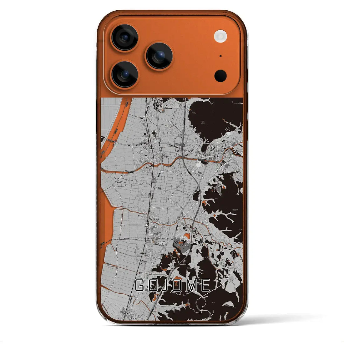 【五城目(秋田県)】地図柄iPhoneケース(クリアタイプ)モノトーン・iPhone 17 Pro Max 用