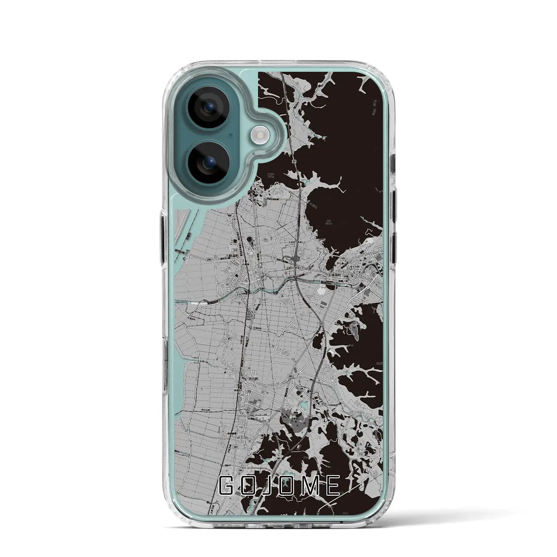 【五城目(秋田県)】地図柄iPhoneケース(MagSafeタイプ)モノトーン・iPhone 16 Pro 用