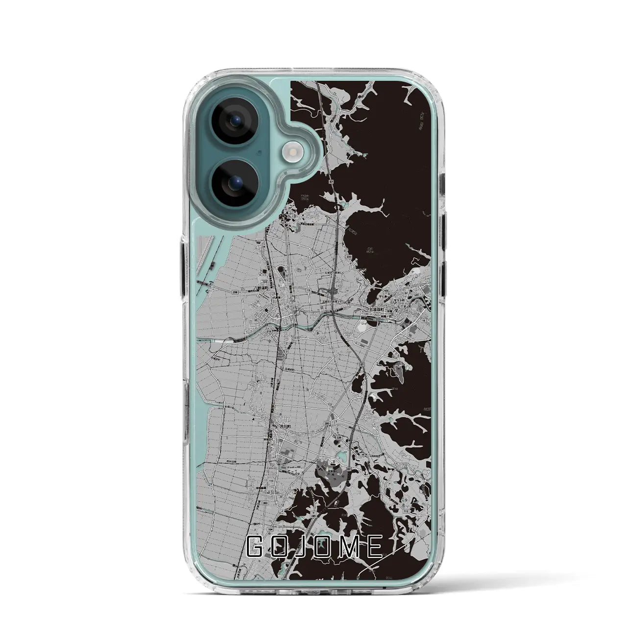 【五城目（秋田県）】地図柄iPhoneケース（MagSafeタイプ）モノトーン・iPhone 16 Pro 用