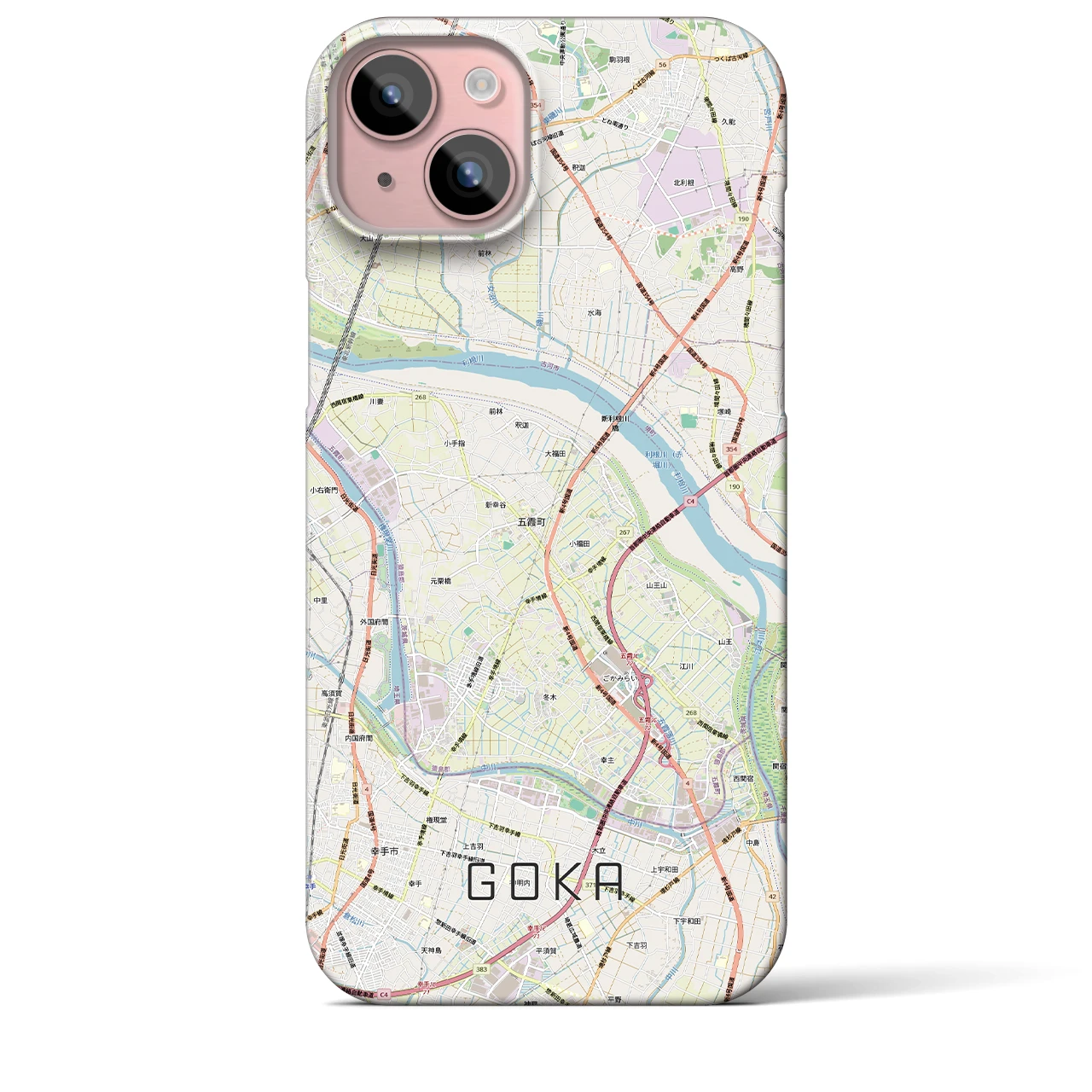 【五霞（茨城県）】地図柄iPhoneケース（バックカバータイプ）