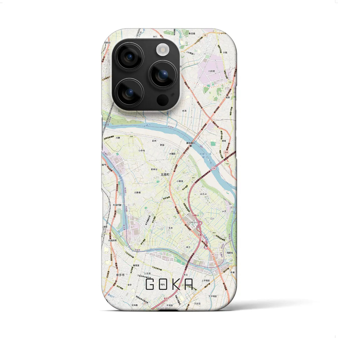 【五霞（茨城県）】地図柄iPhoneケース（バックカバータイプ）ナチュラル・iPhone 16 Pro Max 用