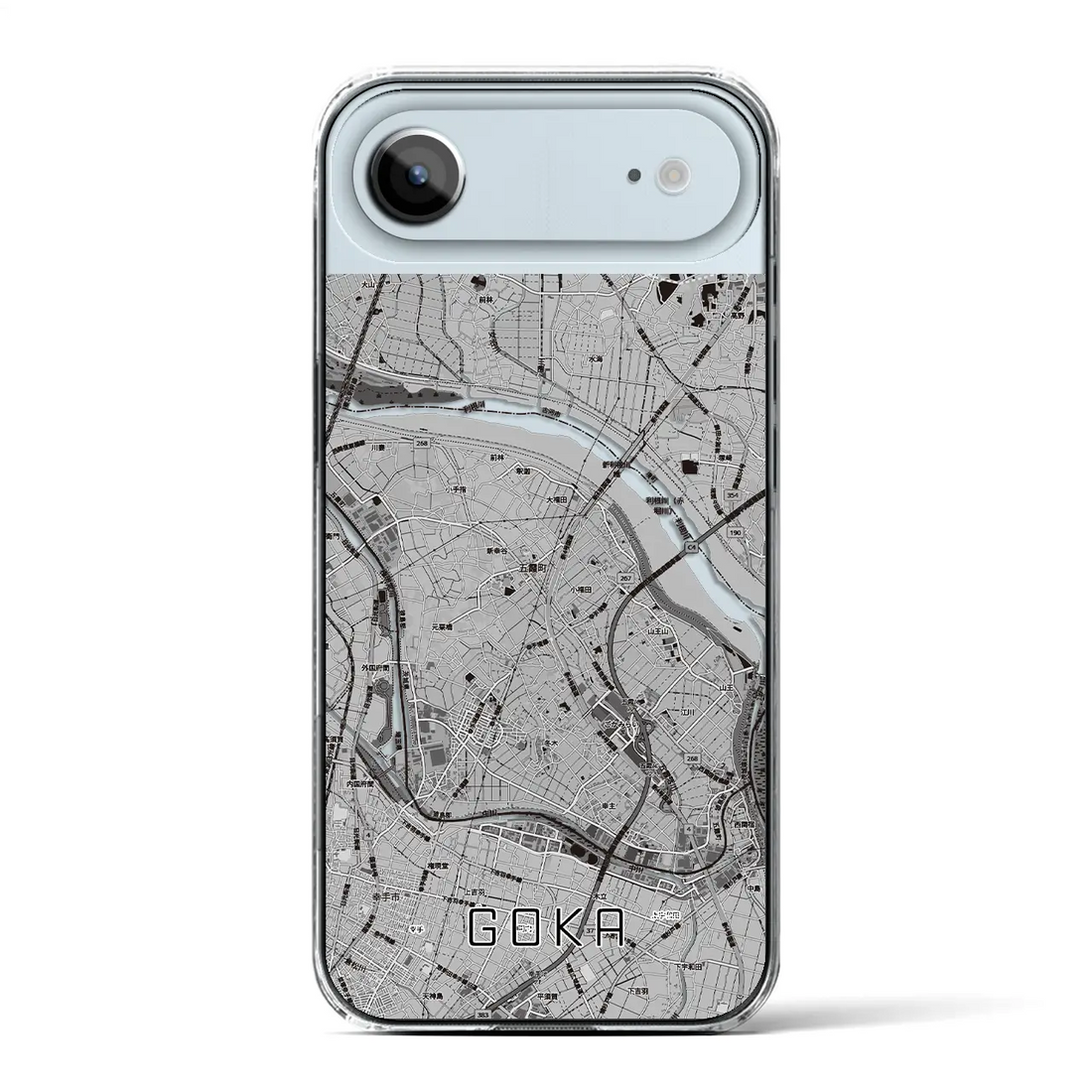 【五霞(茨城県)】地図柄iPhoneケース(クリアタイプ)モノトーン・iPhone 17 Pro Max 用
