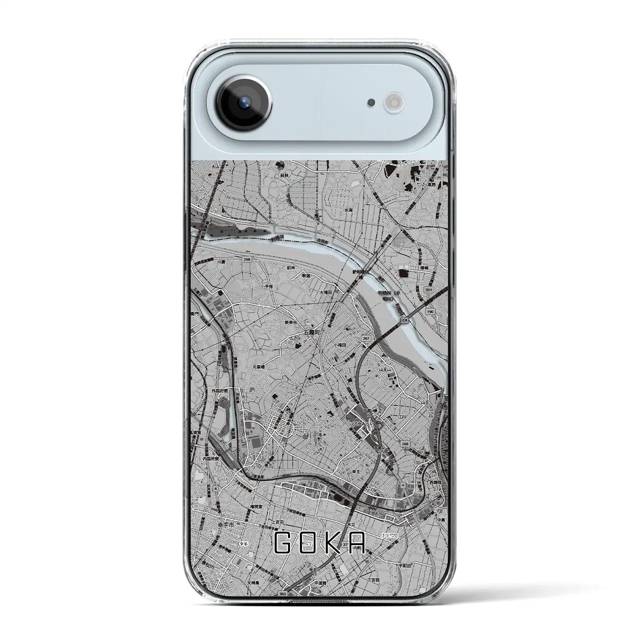 【五霞（茨城県）】地図柄iPhoneケース（クリアタイプ）モノトーン・iPhone 17 Pro Max 用