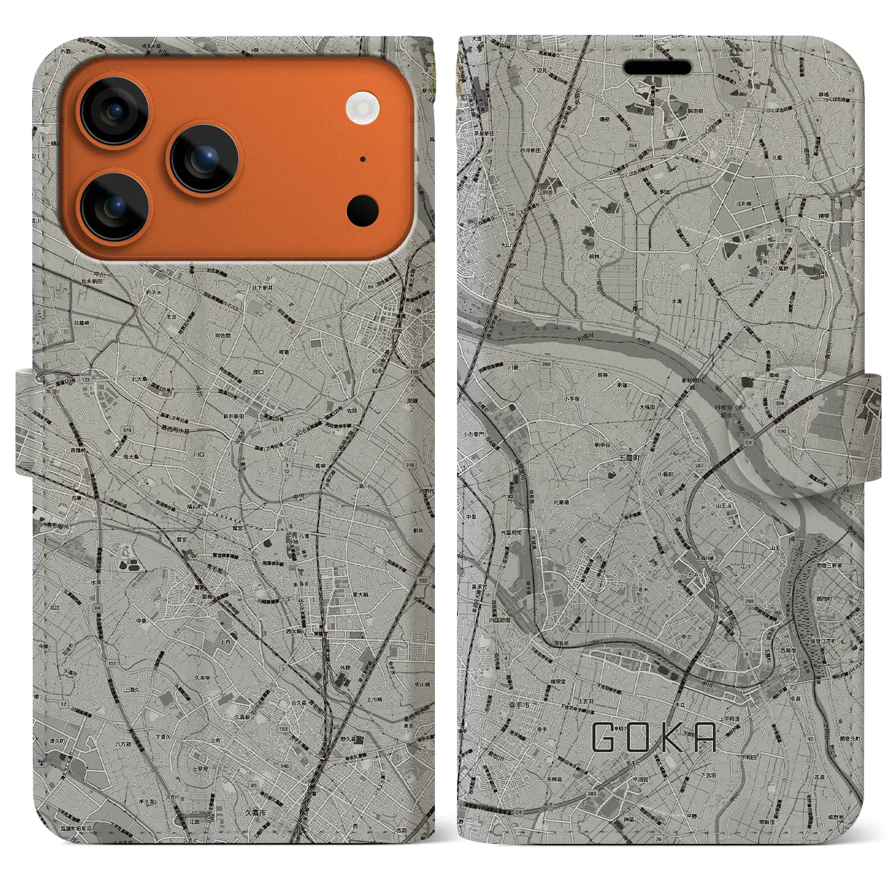 【五霞（茨城県）】地図柄iPhoneケース（手帳タイプ）