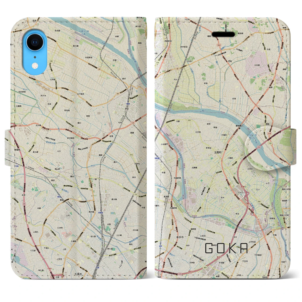 【五霞（茨城県）】地図柄iPhoneケース（手帳タイプ）