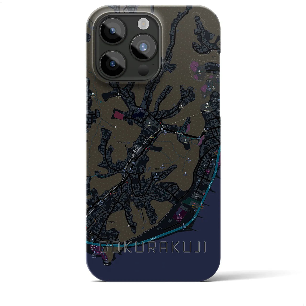 【極楽寺（神奈川県）】地図柄iPhoneケース（バックカバータイプ）