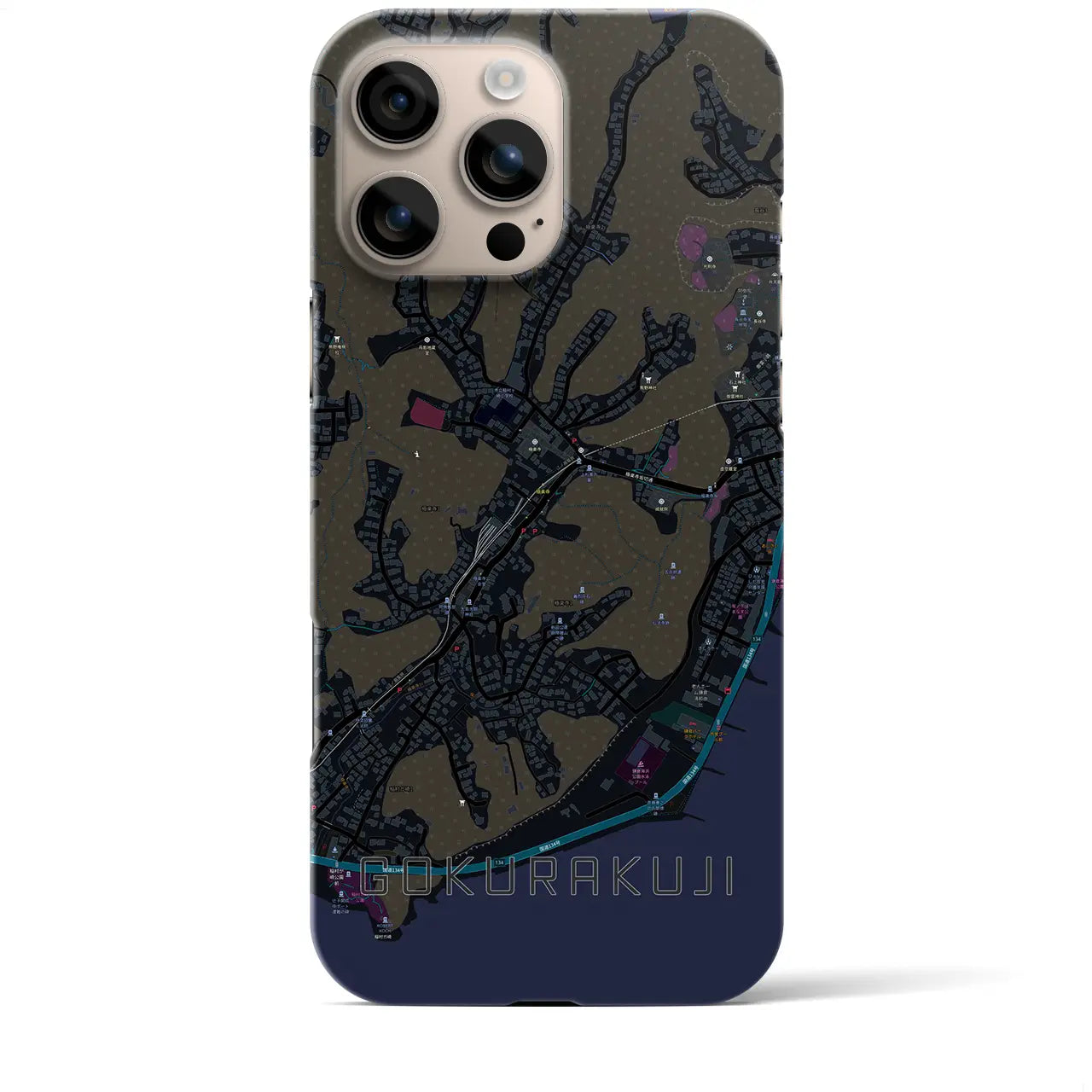 【極楽寺（神奈川県）】地図柄iPhoneケース（バックカバータイプ）