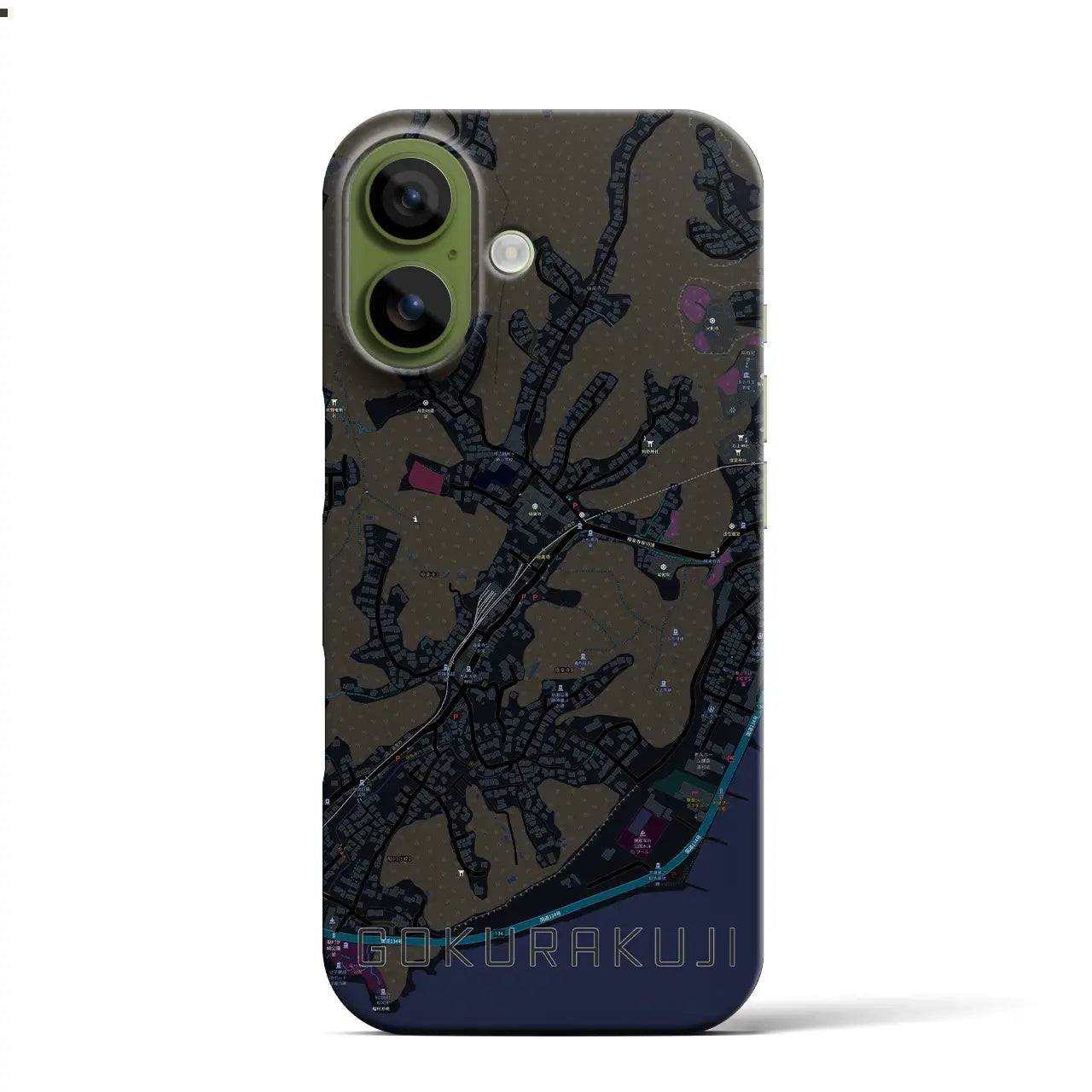 【極楽寺（神奈川県）】地図柄iPhoneケース（バックカバータイプ）