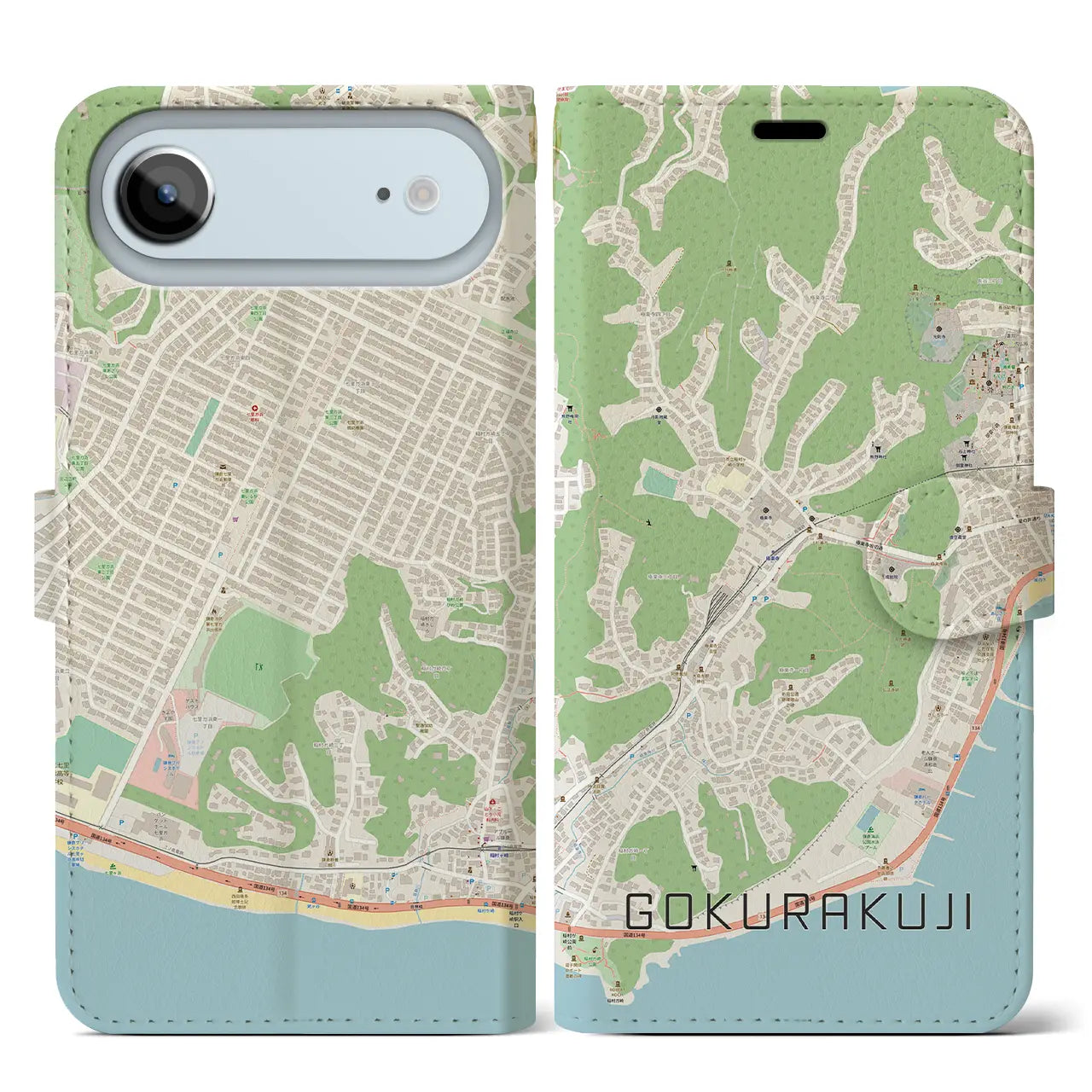【極楽寺（神奈川県）】地図柄iPhoneケース（手帳タイプ）