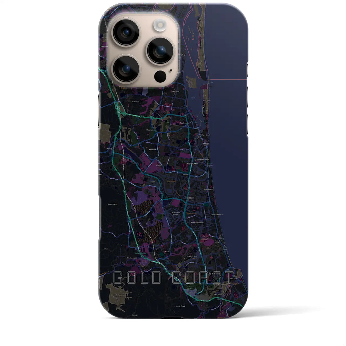 【ゴールドコースト(オーストラリア)】地図柄iPhoneケース(バックカバータイプ)