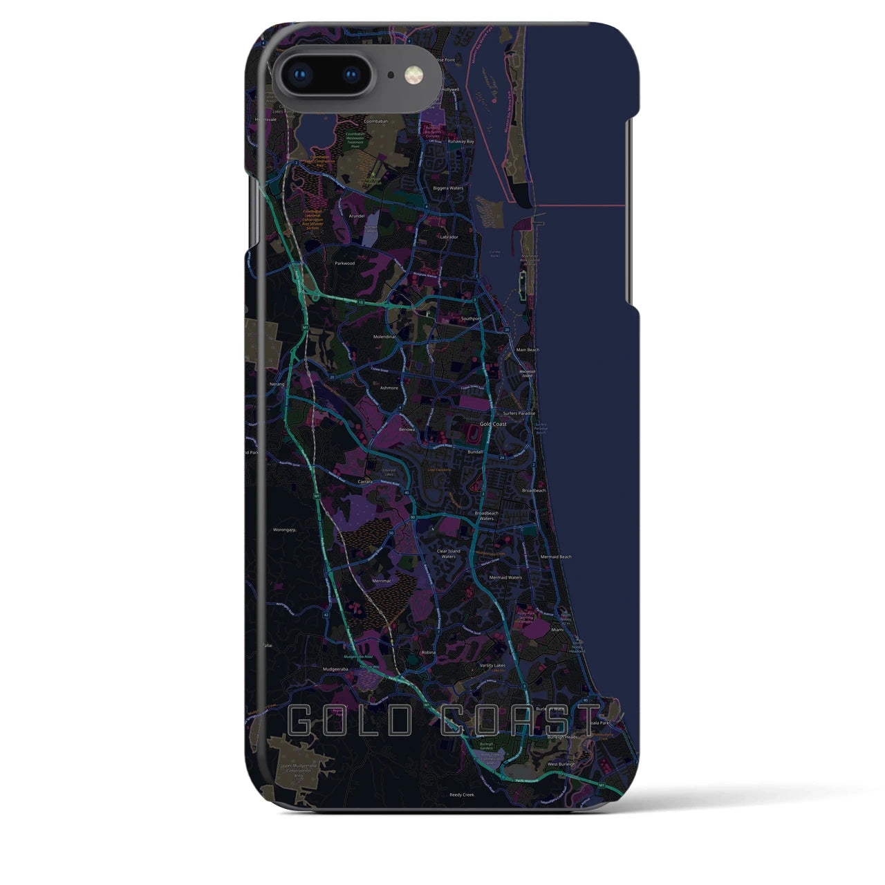 【ゴールドコースト（オーストラリア）】地図柄iPhoneケース（バックカバータイプ）