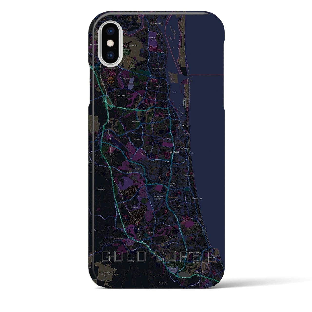 【ゴールドコースト（オーストラリア）】地図柄iPhoneケース（バックカバータイプ）