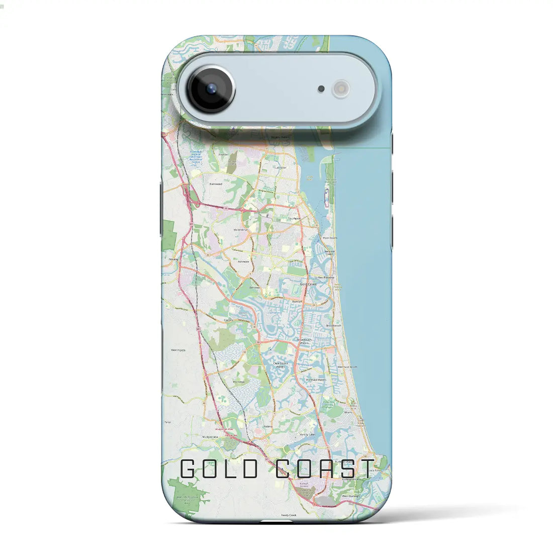 【ゴールドコースト(オーストラリア)】地図柄iPhoneケース(バックカバータイプ)ブラック・iPhone 17 Pro Max 用