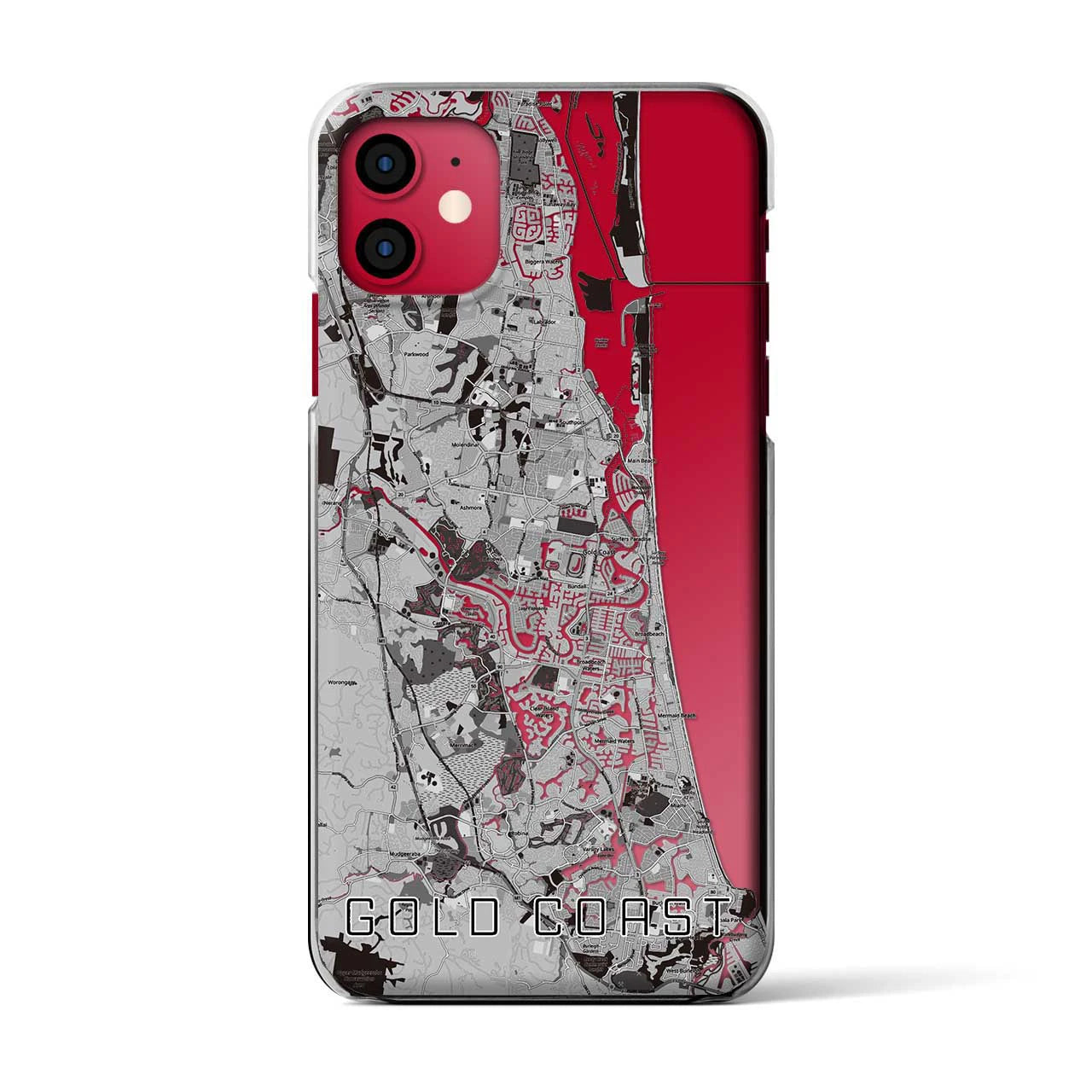 【ゴールドコースト（オーストラリア）】地図柄iPhoneケース（クリアタイプ）