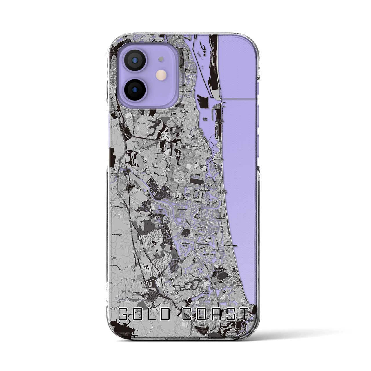 【ゴールドコースト（オーストラリア）】地図柄iPhoneケース（クリアタイプ）
