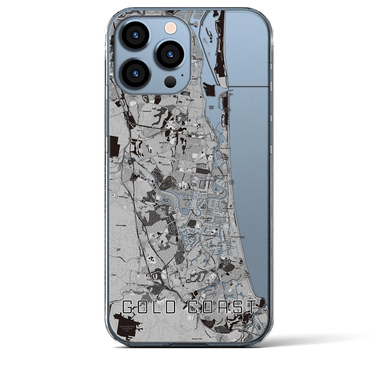【ゴールドコースト（オーストラリア）】地図柄iPhoneケース（クリアタイプ）