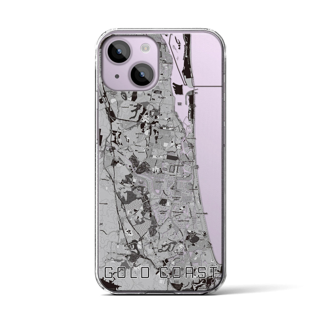 【ゴールドコースト（オーストラリア）】地図柄iPhoneケース（クリアタイプ）