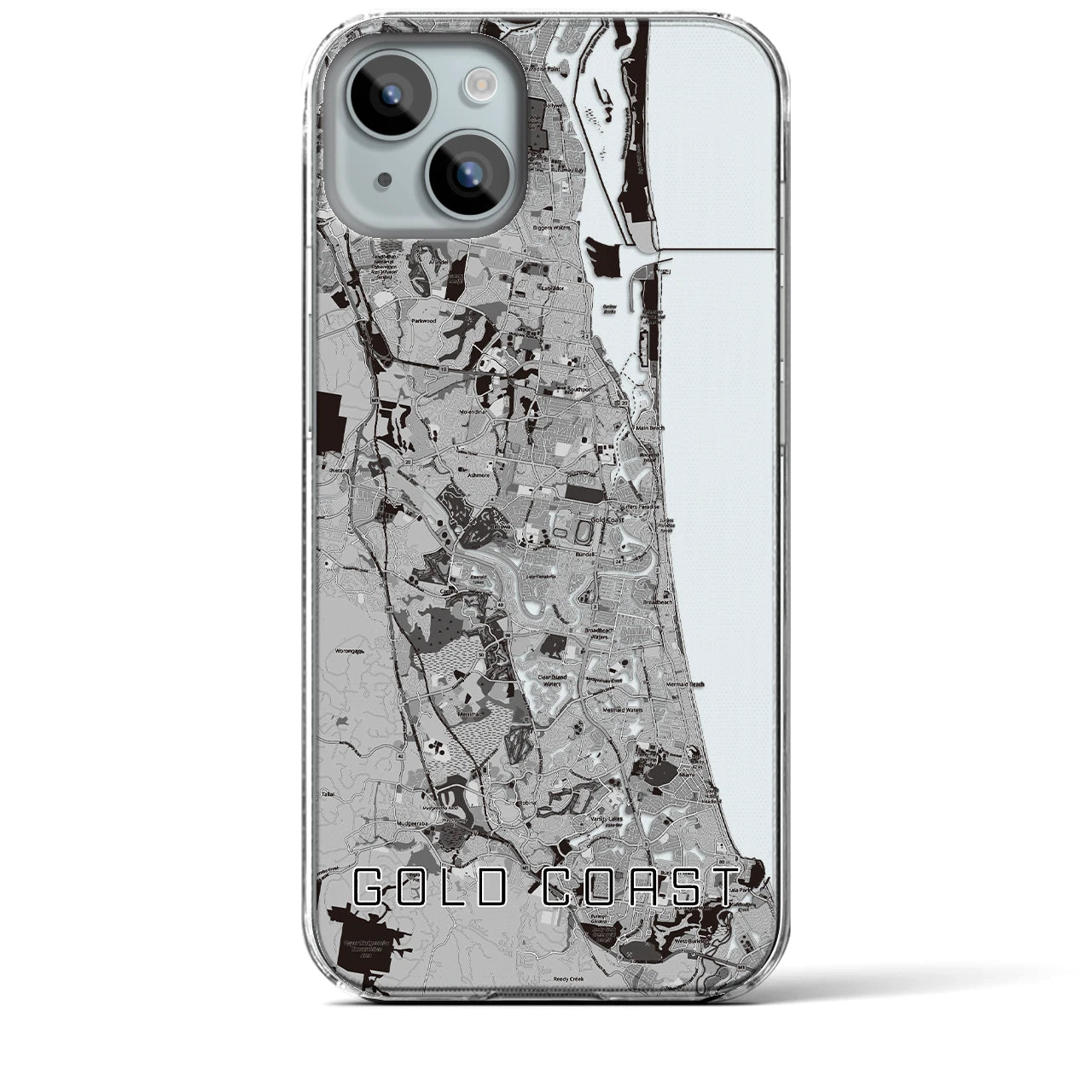 【ゴールドコースト（オーストラリア）】地図柄iPhoneケース（クリアタイプ）