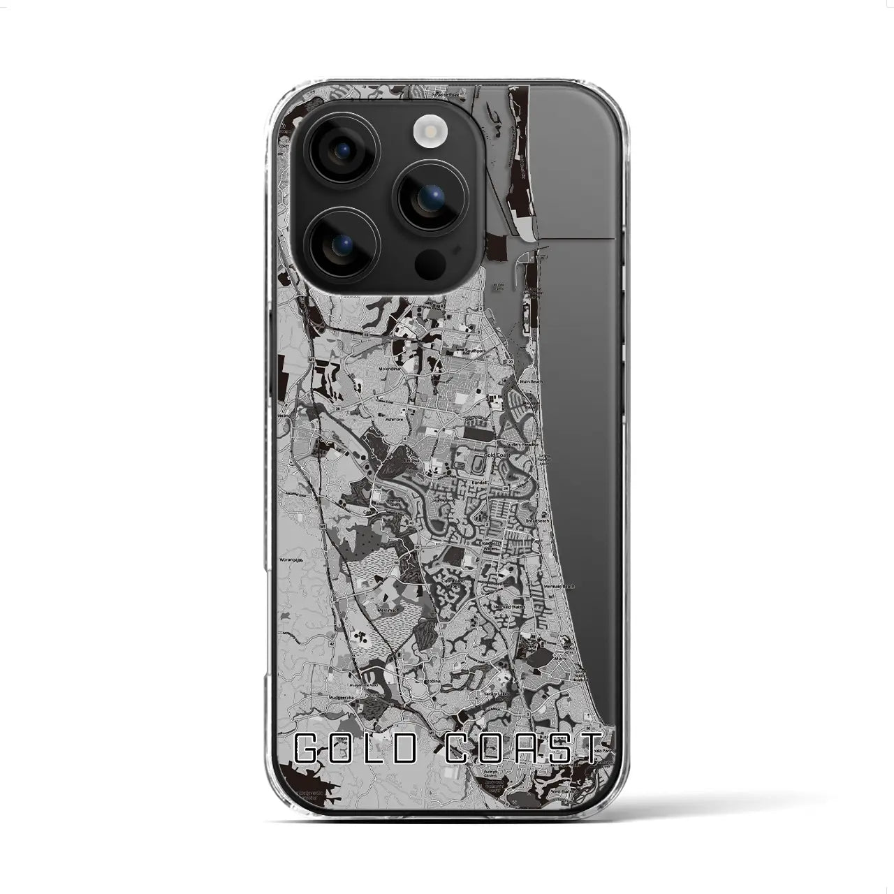 【ゴールドコースト（オーストラリア）】地図柄iPhoneケース（クリアタイプ）