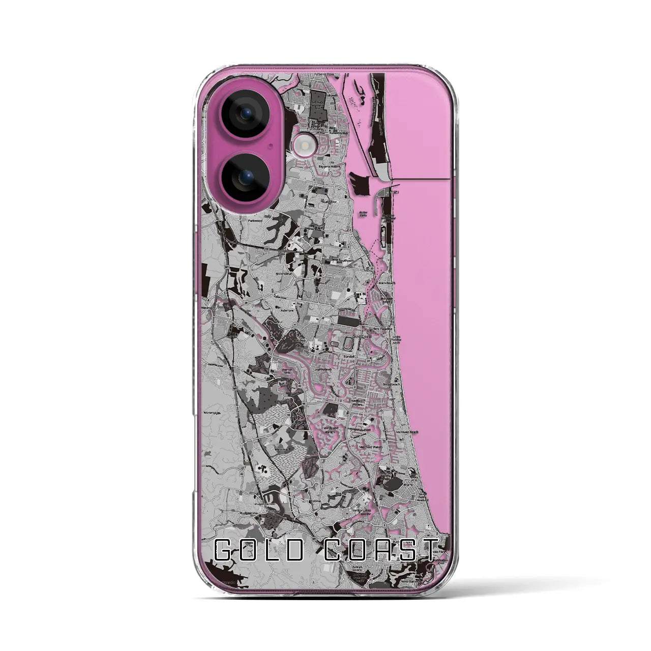 【ゴールドコースト（オーストラリア）】地図柄iPhoneケース（クリアタイプ）