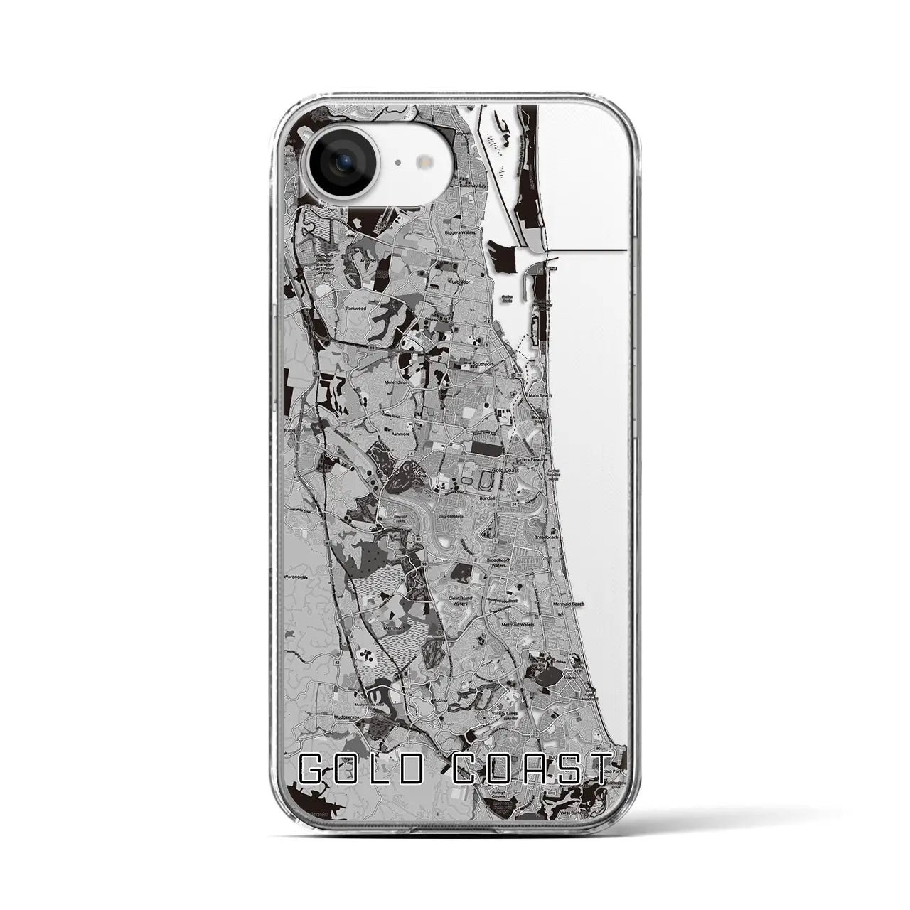 【ゴールドコースト（オーストラリア）】地図柄iPhoneケース（クリアタイプ）