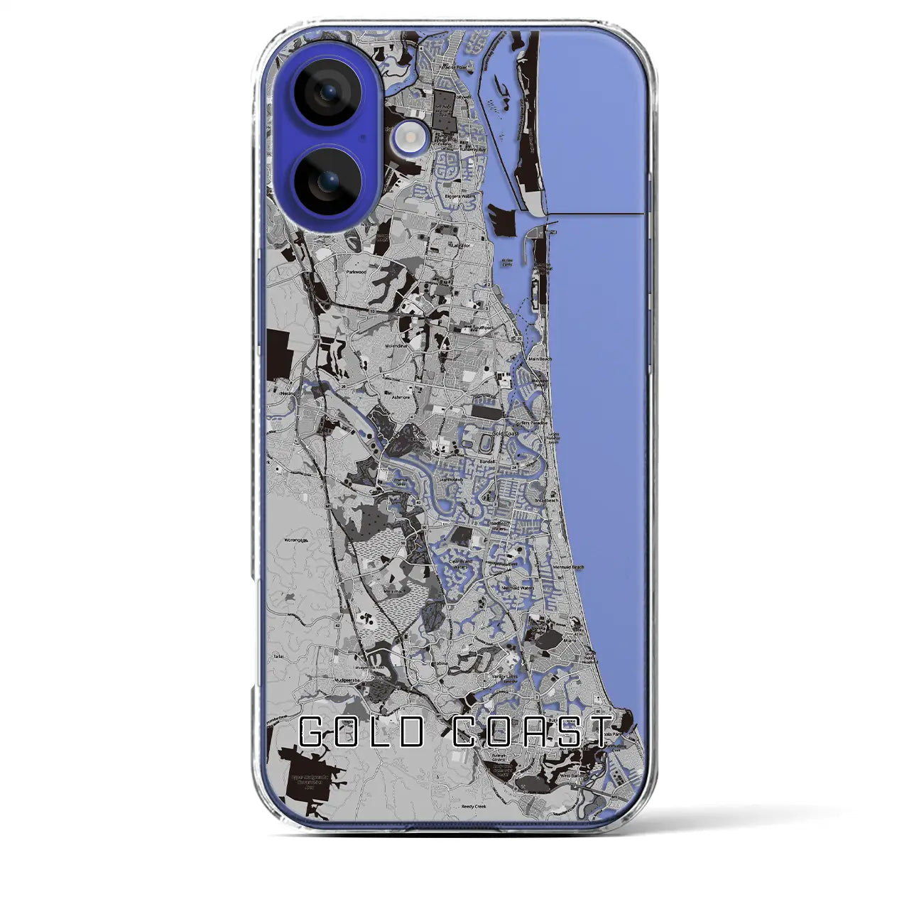 【ゴールドコースト（オーストラリア）】地図柄iPhoneケース（クリアタイプ）