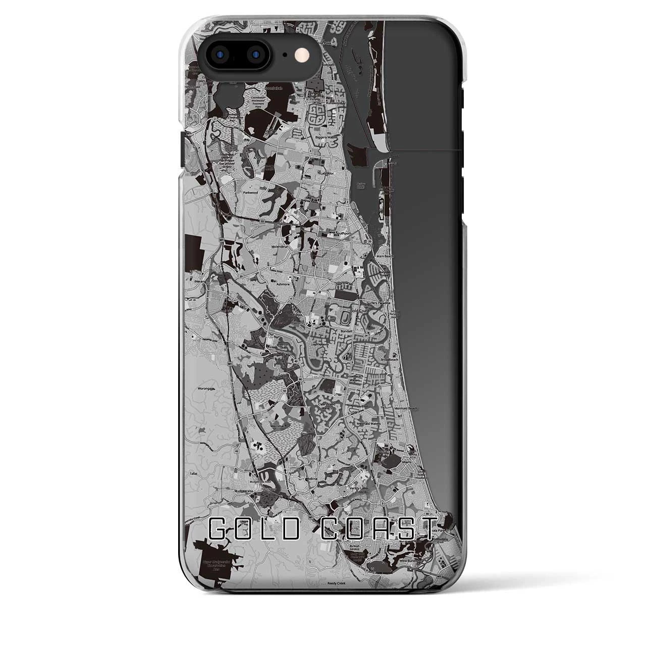 【ゴールドコースト（オーストラリア）】地図柄iPhoneケース（クリアタイプ）