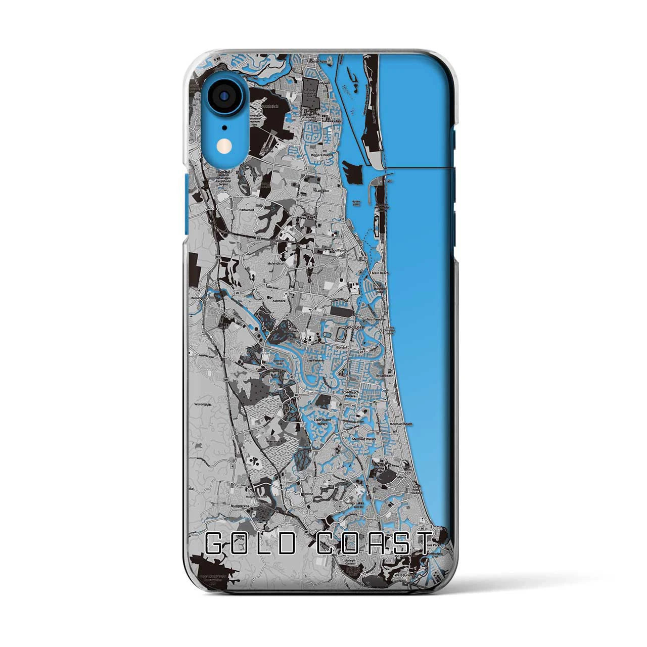 【ゴールドコースト（オーストラリア）】地図柄iPhoneケース（クリアタイプ）