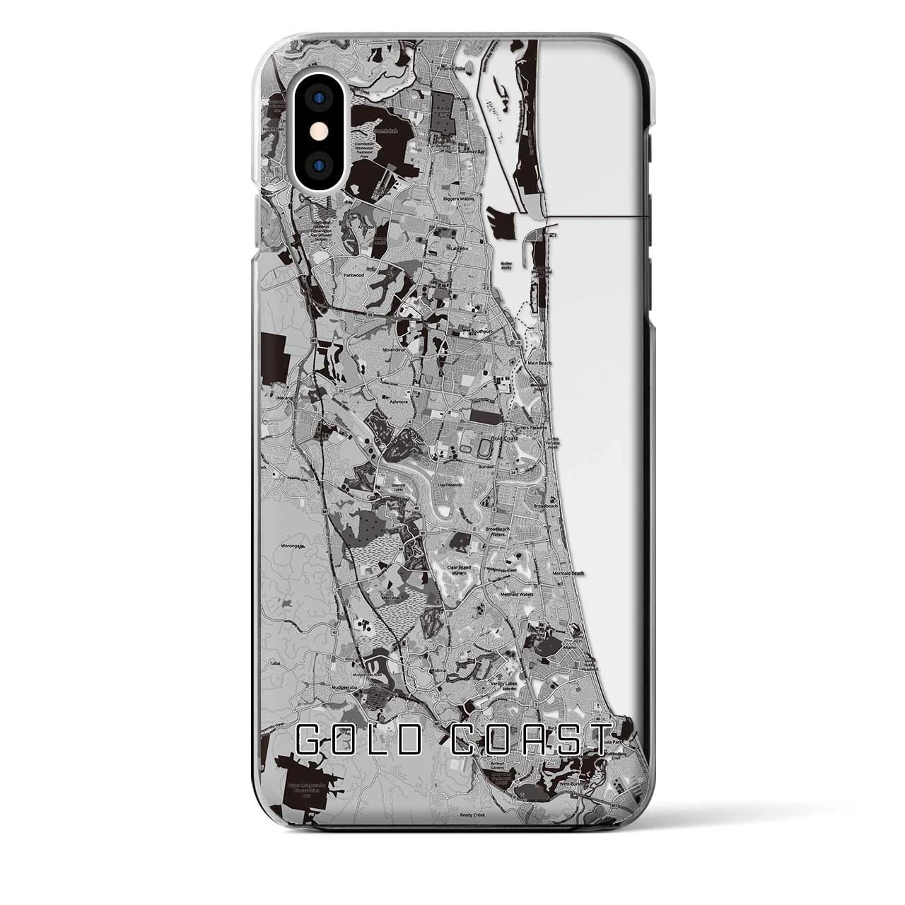 【ゴールドコースト（オーストラリア）】地図柄iPhoneケース（クリアタイプ）
