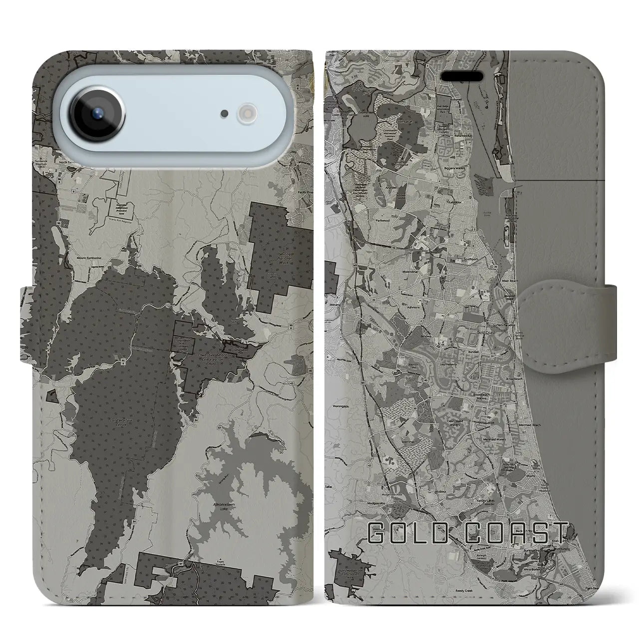 【ゴールドコースト（オーストラリア）】地図柄iPhoneケース（手帳タイプ）