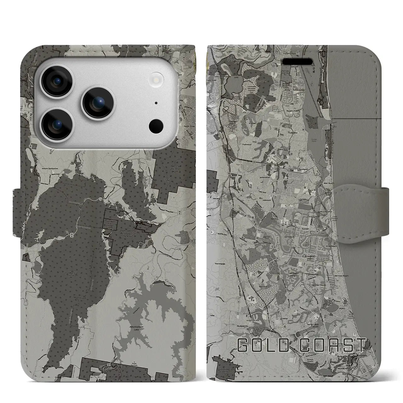 【ゴールドコースト（オーストラリア）】地図柄iPhoneケース（手帳タイプ）