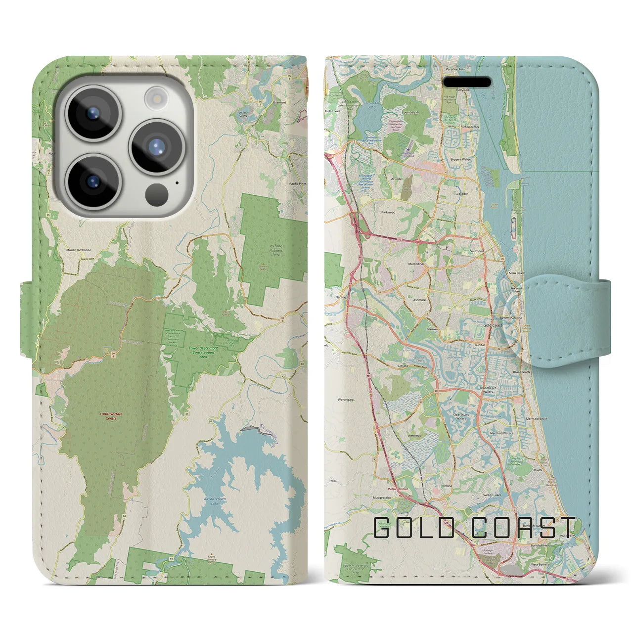 【ゴールドコースト（オーストラリア）】地図柄iPhoneケース（手帳タイプ）