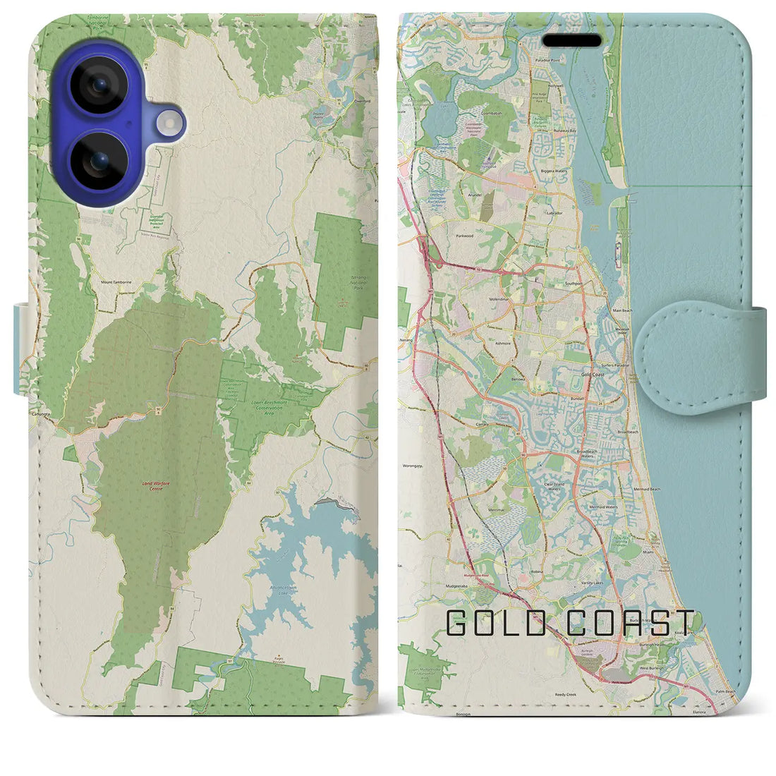 【ゴールドコースト(オーストラリア)】地図柄iPhoneケース(手帳タイプ)ナチュラル・iPhone 16 Pro Max 用