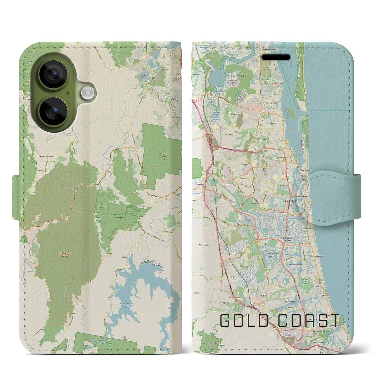 【ゴールドコースト（オーストラリア）】地図柄iPhoneケース（手帳タイプ）