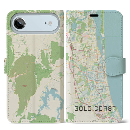 【ゴールドコースト（オーストラリア）】地図柄iPhoneケース（手帳タイプ）