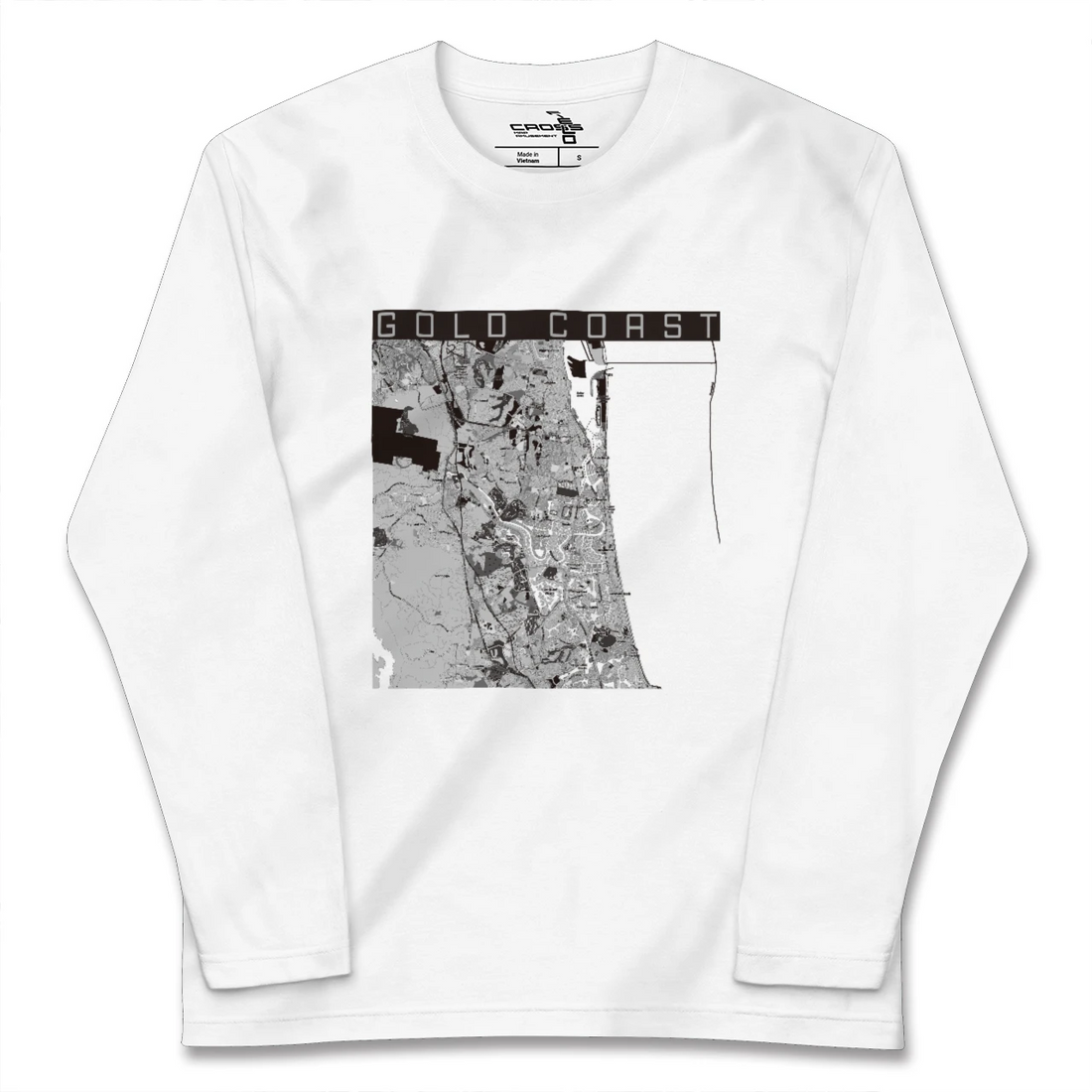 【ゴールドコースト(オーストラリア)】地図柄ロングスリーブTシャツ