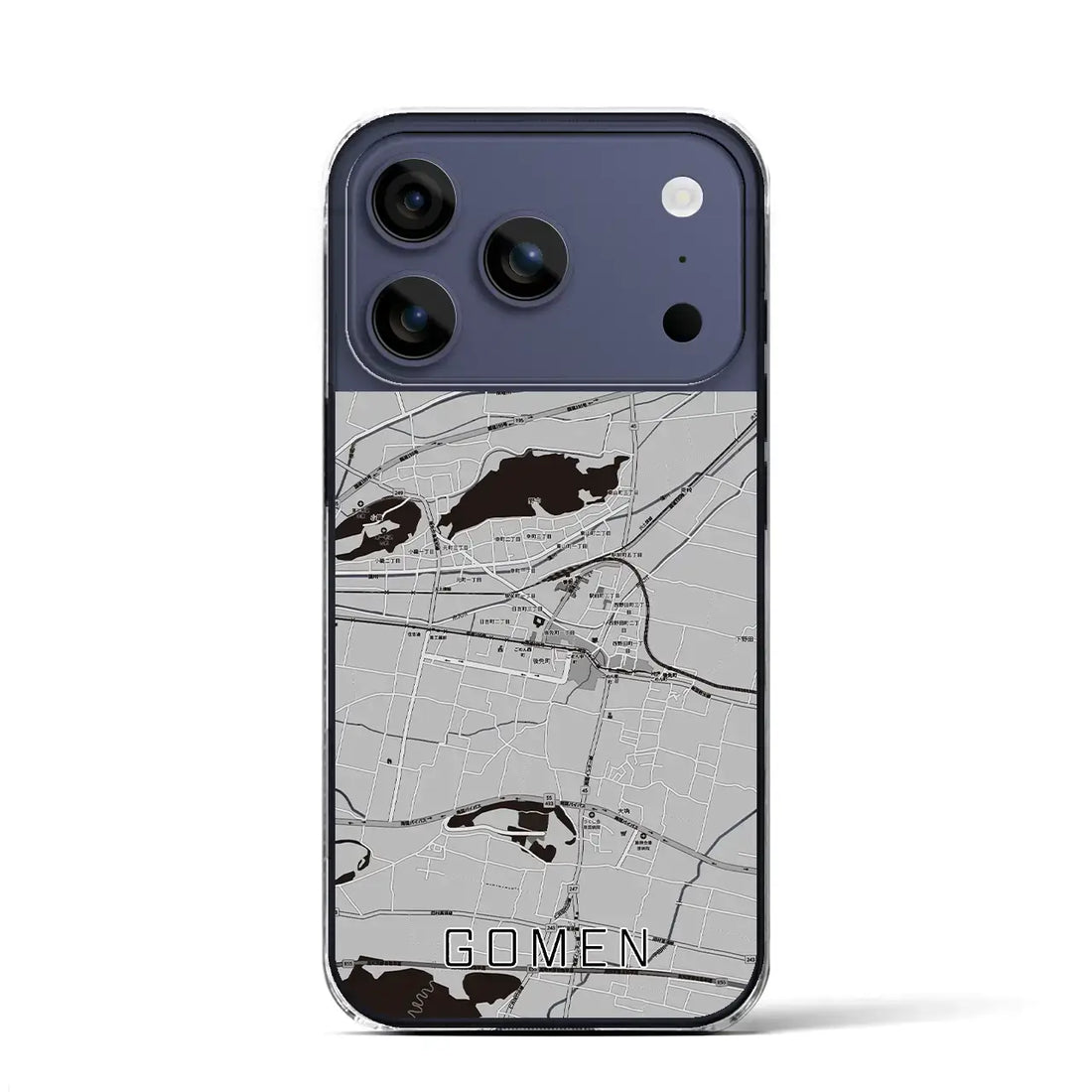 【後免(高知県)】地図柄iPhoneケース(クリアタイプ)モノトーン・iPhone 17 Pro Max 用