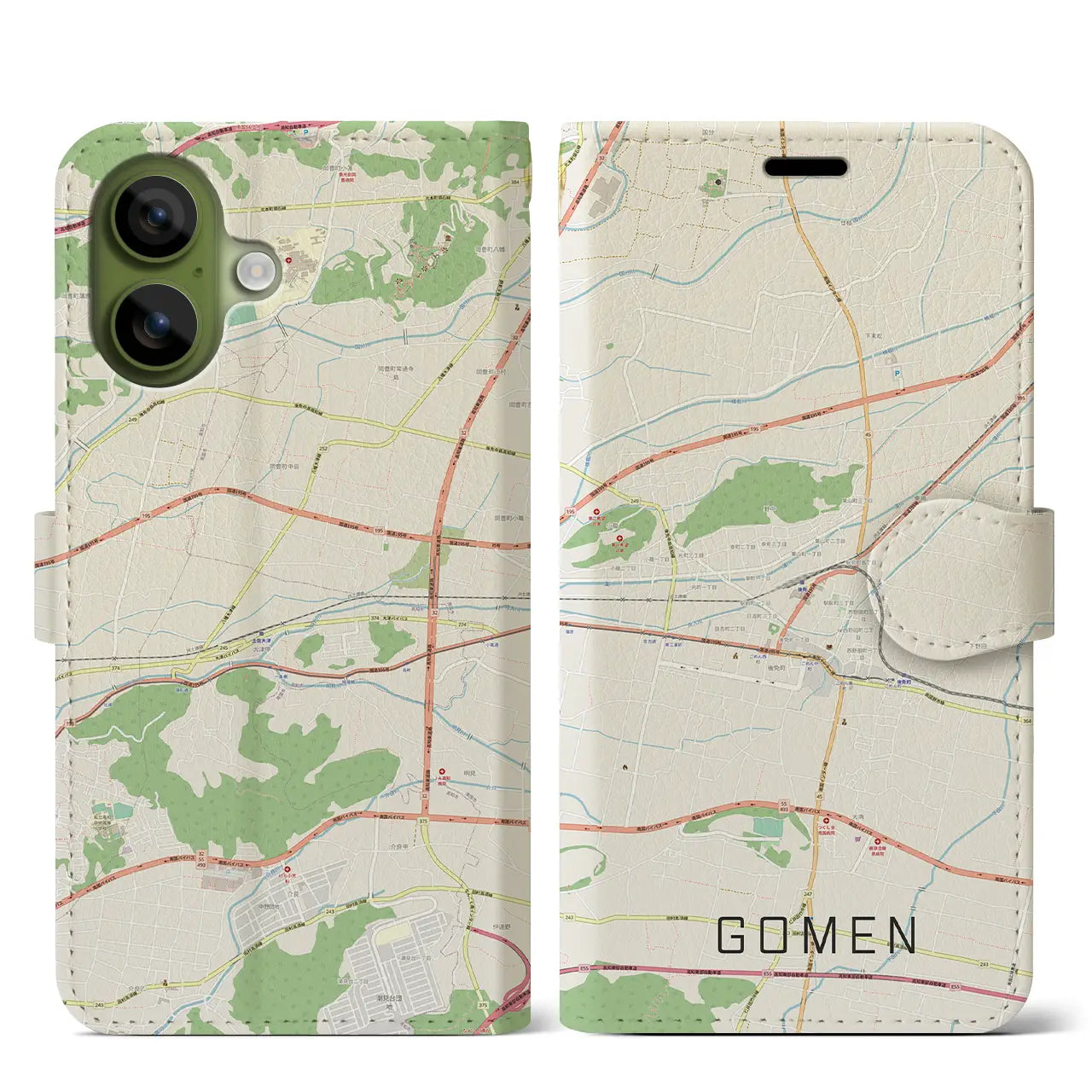 【後免（高知県）】地図柄iPhoneケース（手帳タイプ）