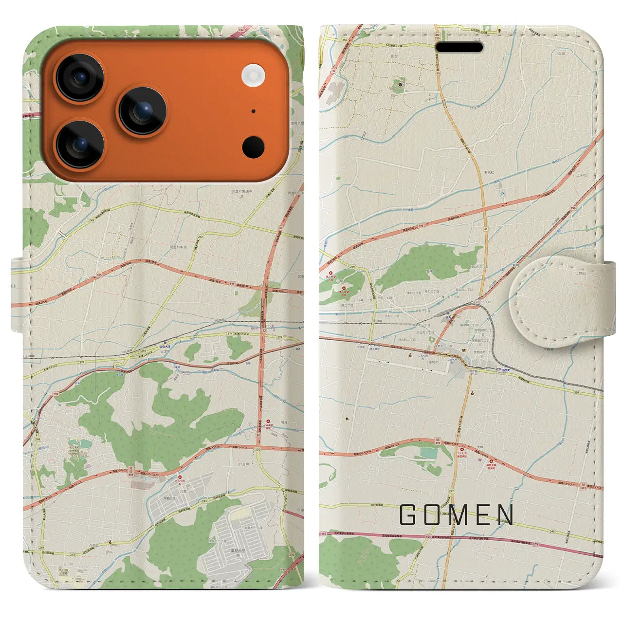 【後免（高知県）】地図柄iPhoneケース（手帳タイプ）