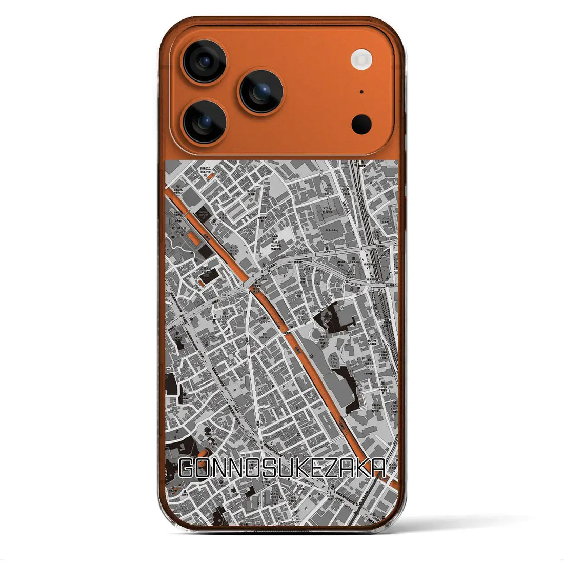 【権之助坂（東京都）】地図柄iPhoneケース（クリアタイプ）モノトーン・iPhone 17 Pro Max 用