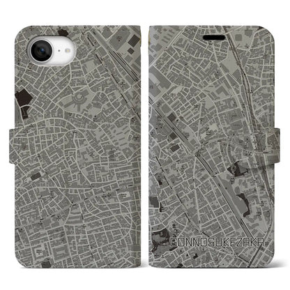 【権之助坂（東京都）】地図柄iPhoneケース（手帳タイプ）