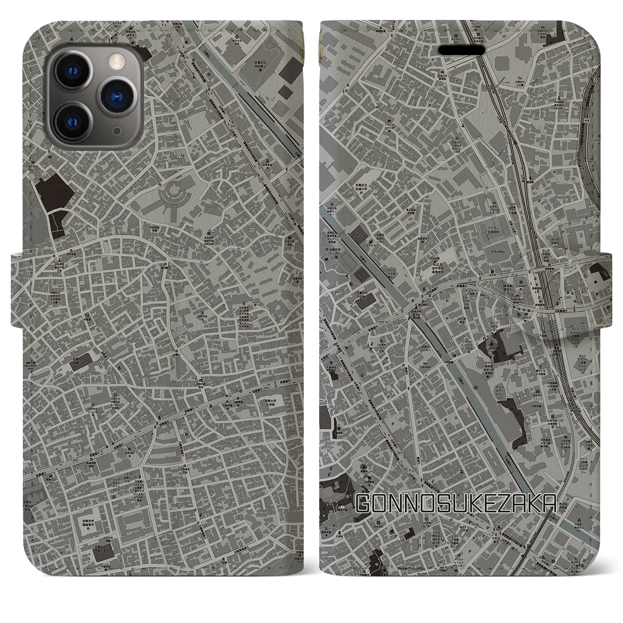 【権之助坂（東京都）】地図柄iPhoneケース（手帳タイプ）