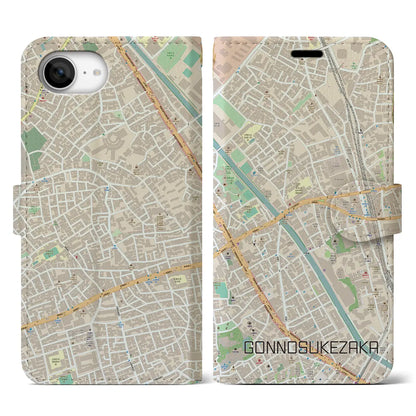 【権之助坂（東京都）】地図柄iPhoneケース（手帳タイプ）