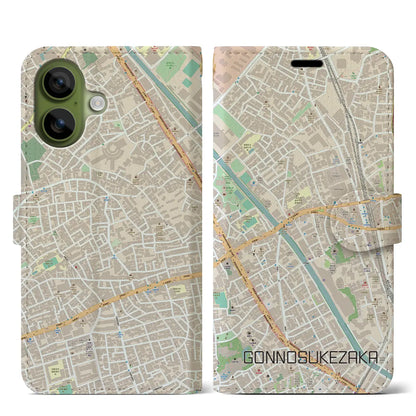 【権之助坂（東京都）】地図柄iPhoneケース（手帳タイプ）